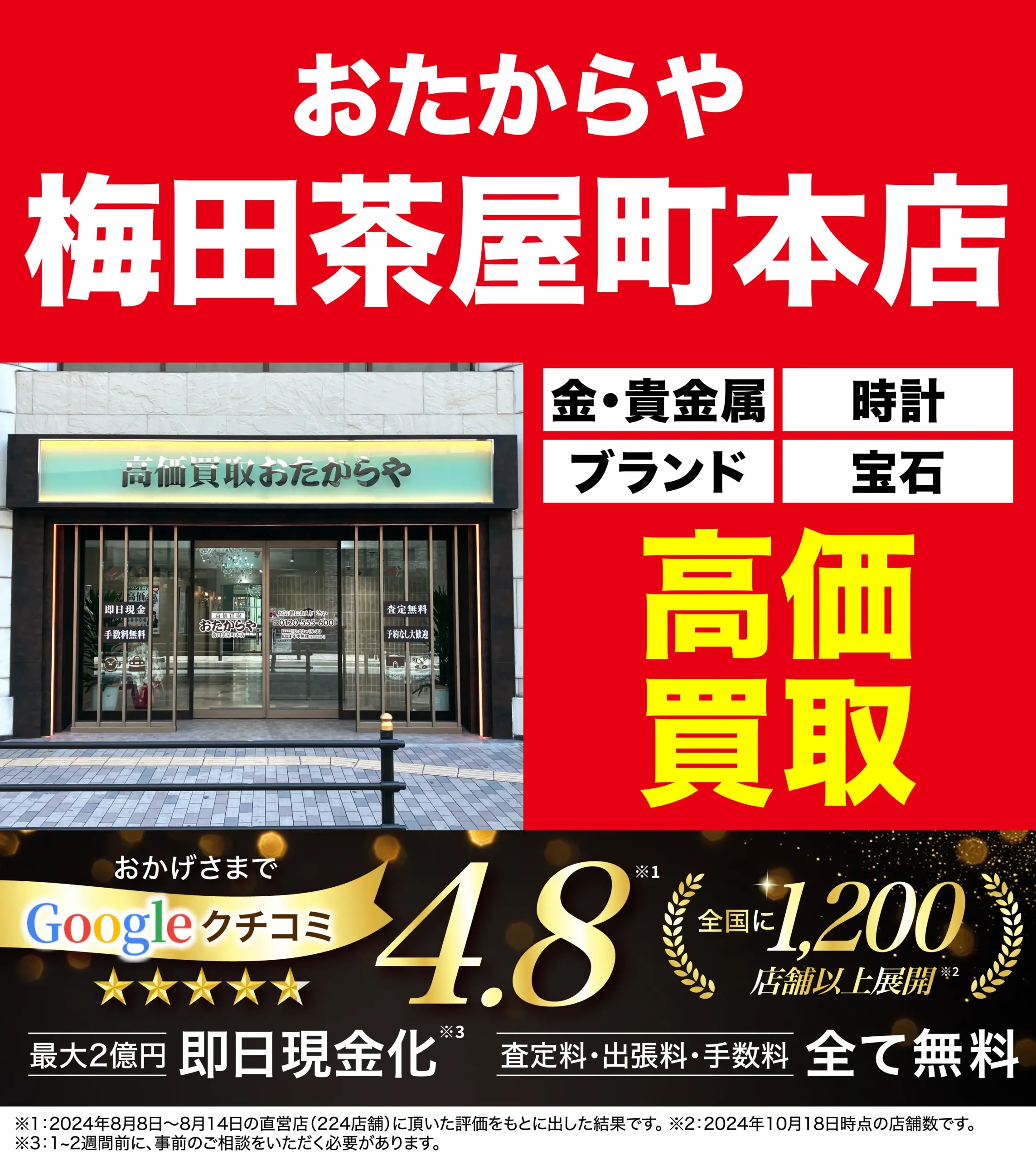 ダイヤモンド・宝石高価買取！googleクチコミ4.8、全国1,200店舗以上！