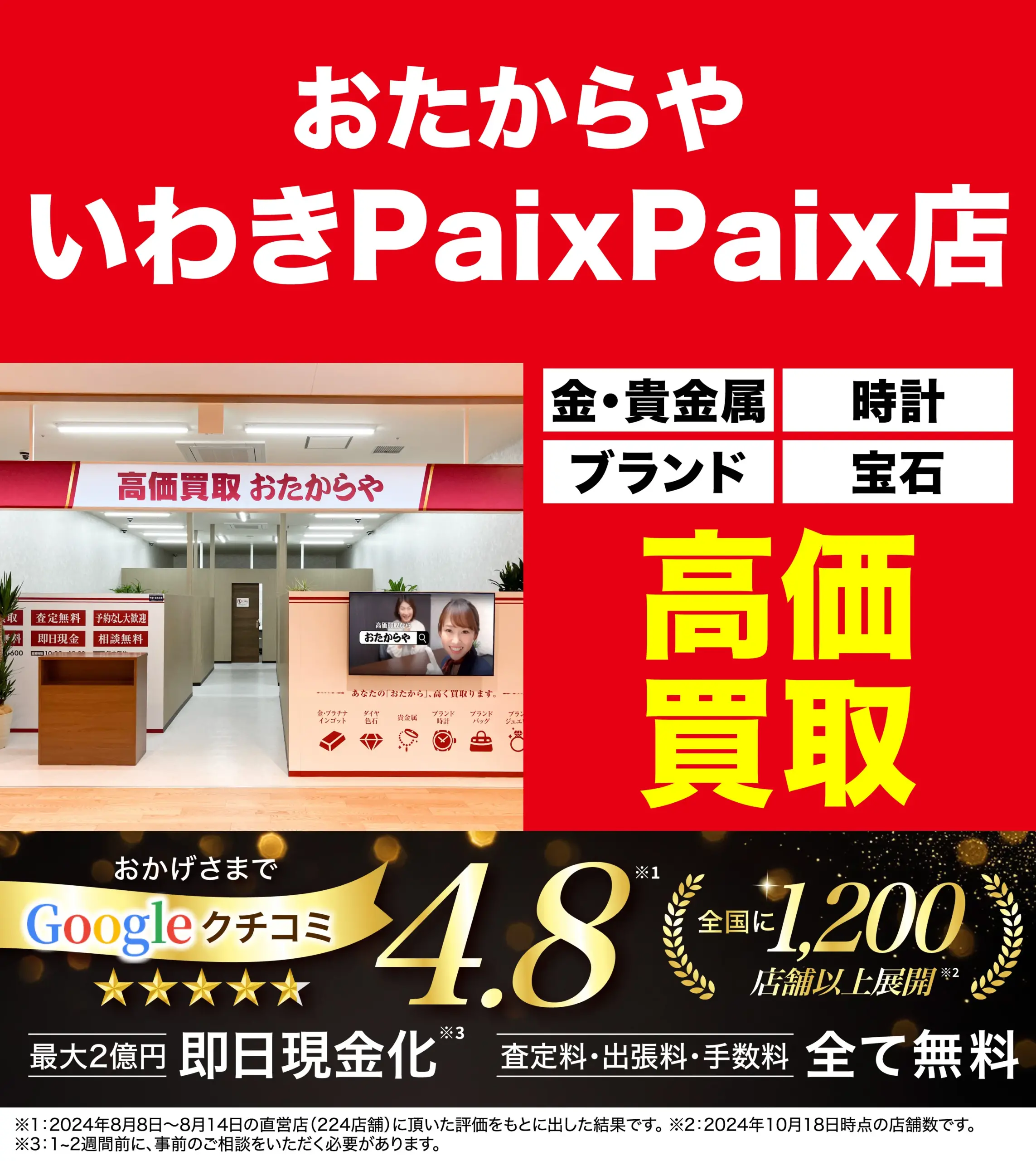 ダイヤモンド・宝石高価買取！googleクチコミ4.8、全国1,200店舗以上！