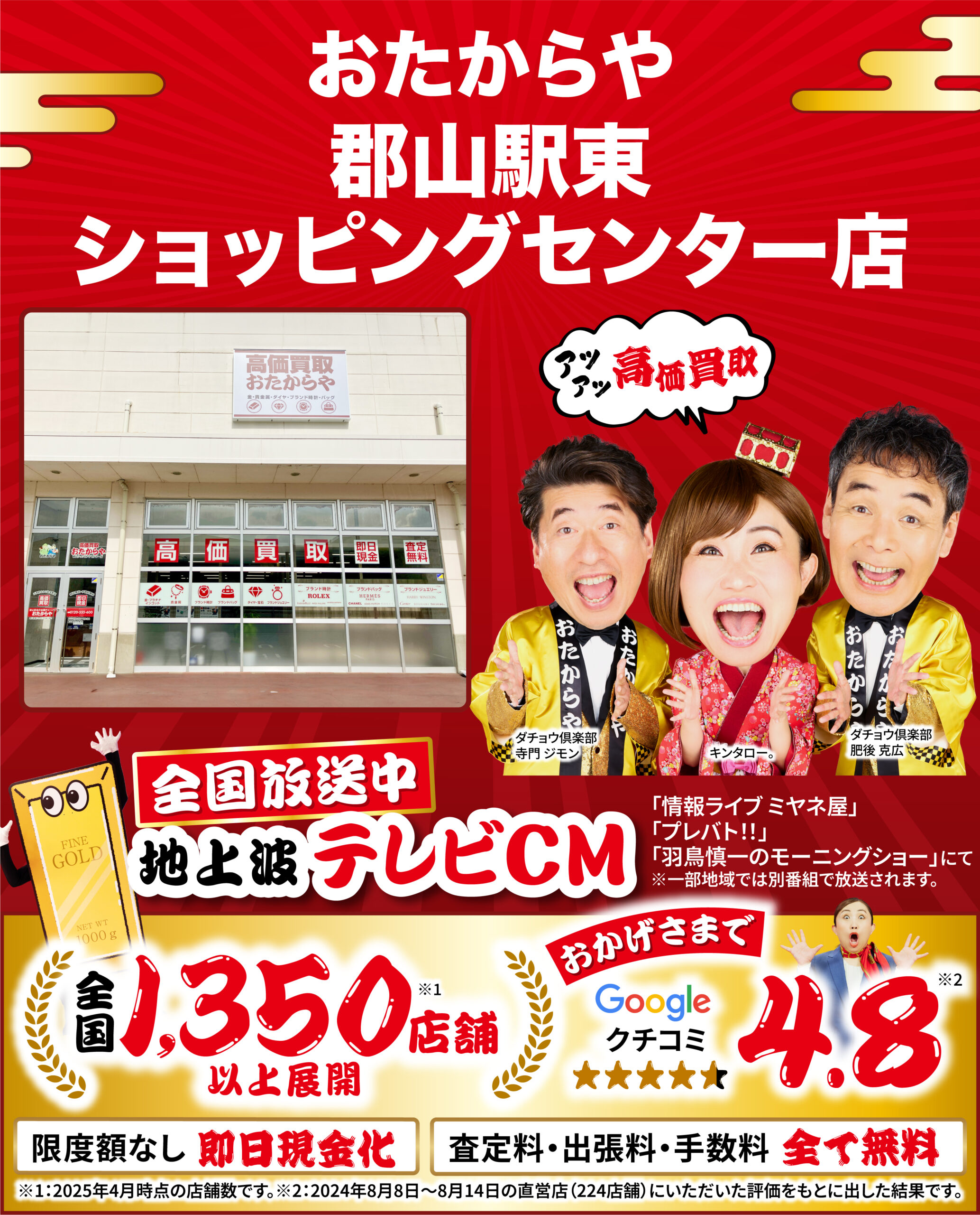 ダイヤモンド・宝石高価買取！googleクチコミ4.8、全国1,200店舗以上！
