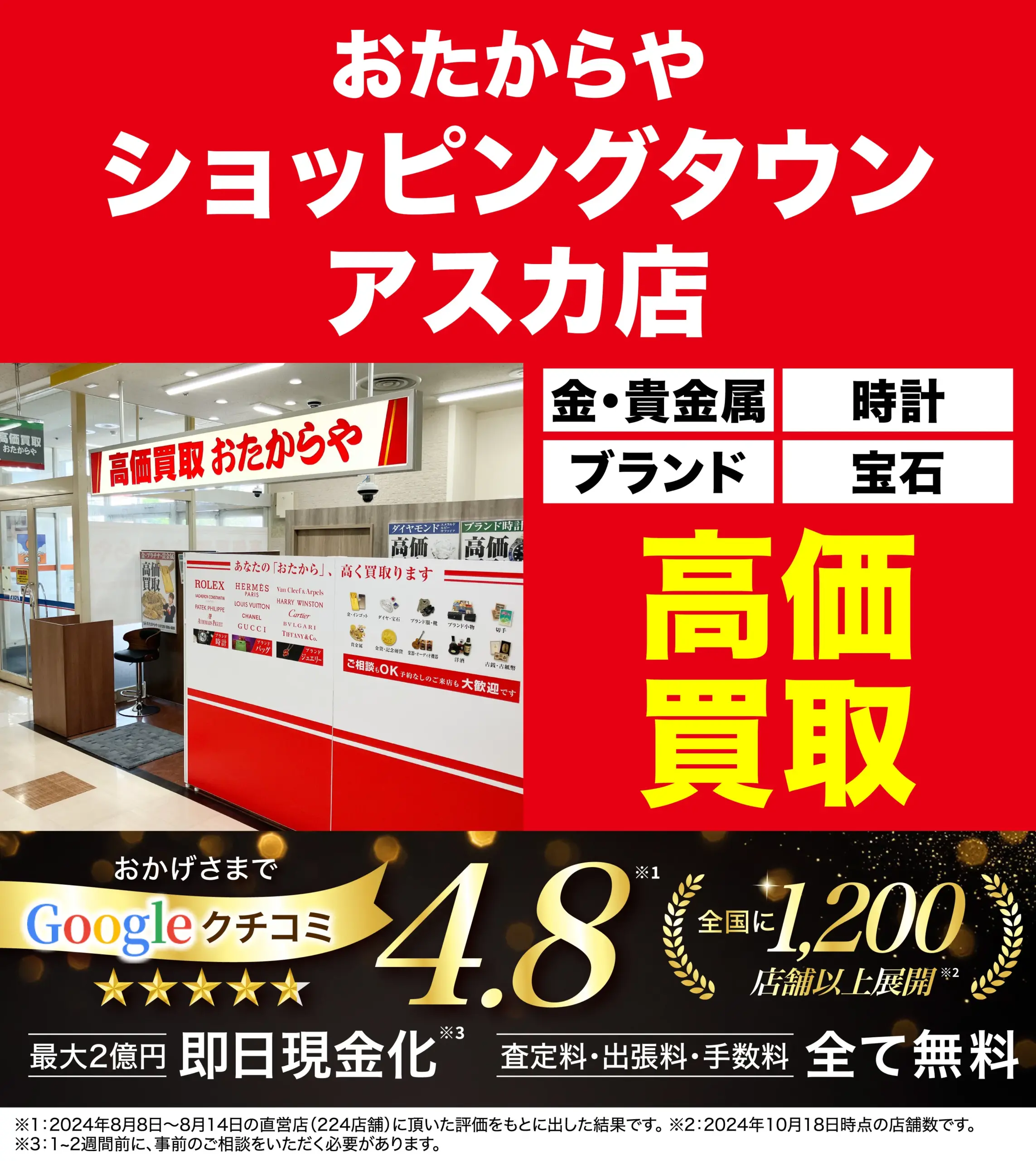ダイヤモンド・宝石高価買取！googleクチコミ4.8、全国1,200店舗以上！