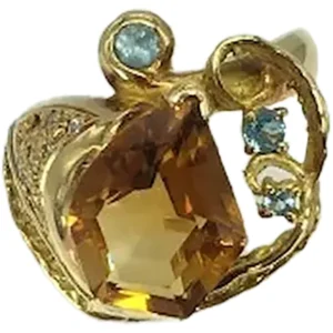 シトリン 多色石 リング 4.6ct