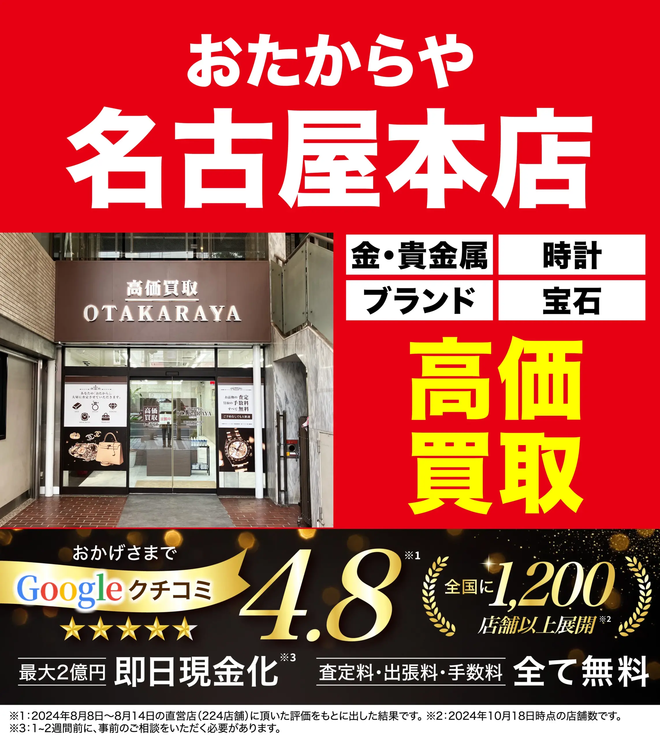 ダイヤモンド・宝石高価買取！googleクチコミ4.8、全国1,200店舗以上！