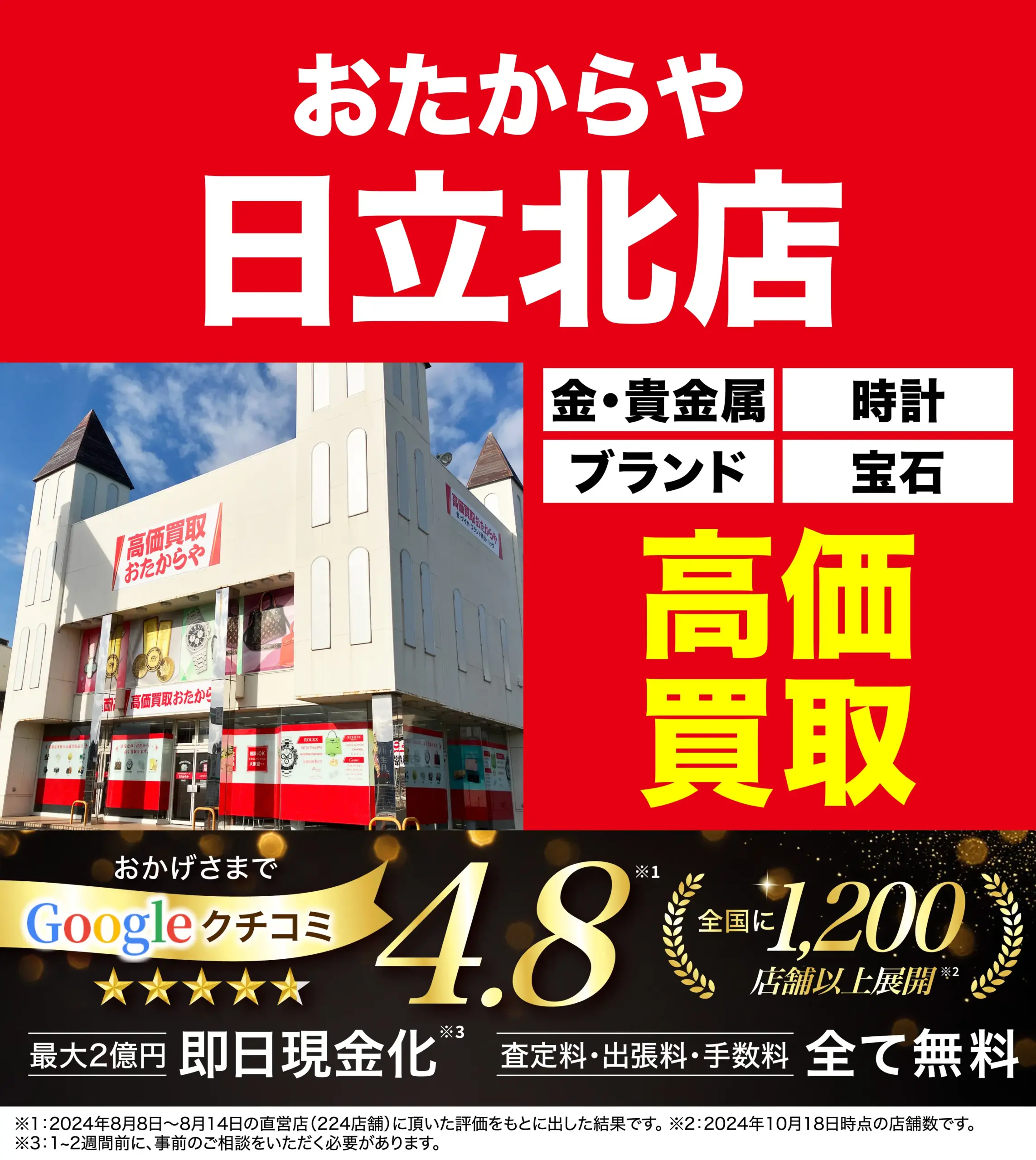 ダイヤモンド・宝石高価買取！googleクチコミ4.8、全国1,200店舗以上！