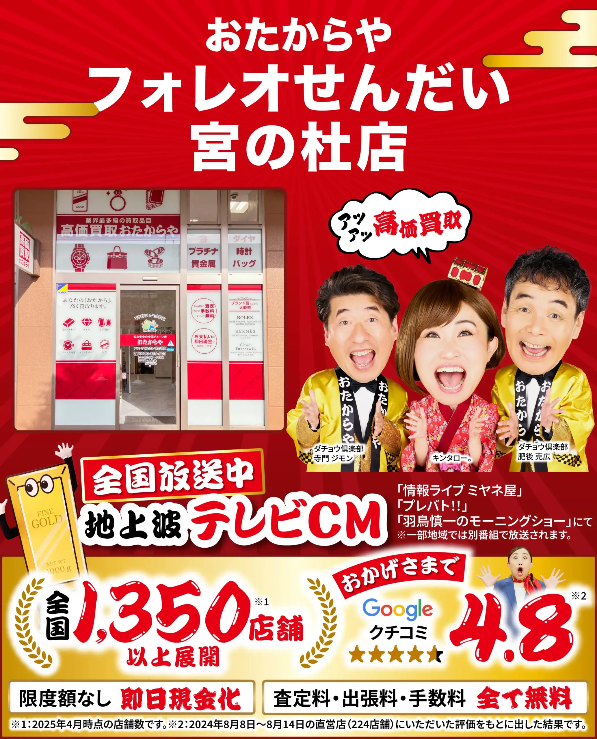 ダイヤモンド・宝石高価買取！googleクチコミ4.8、全国1,200店舗以上！
