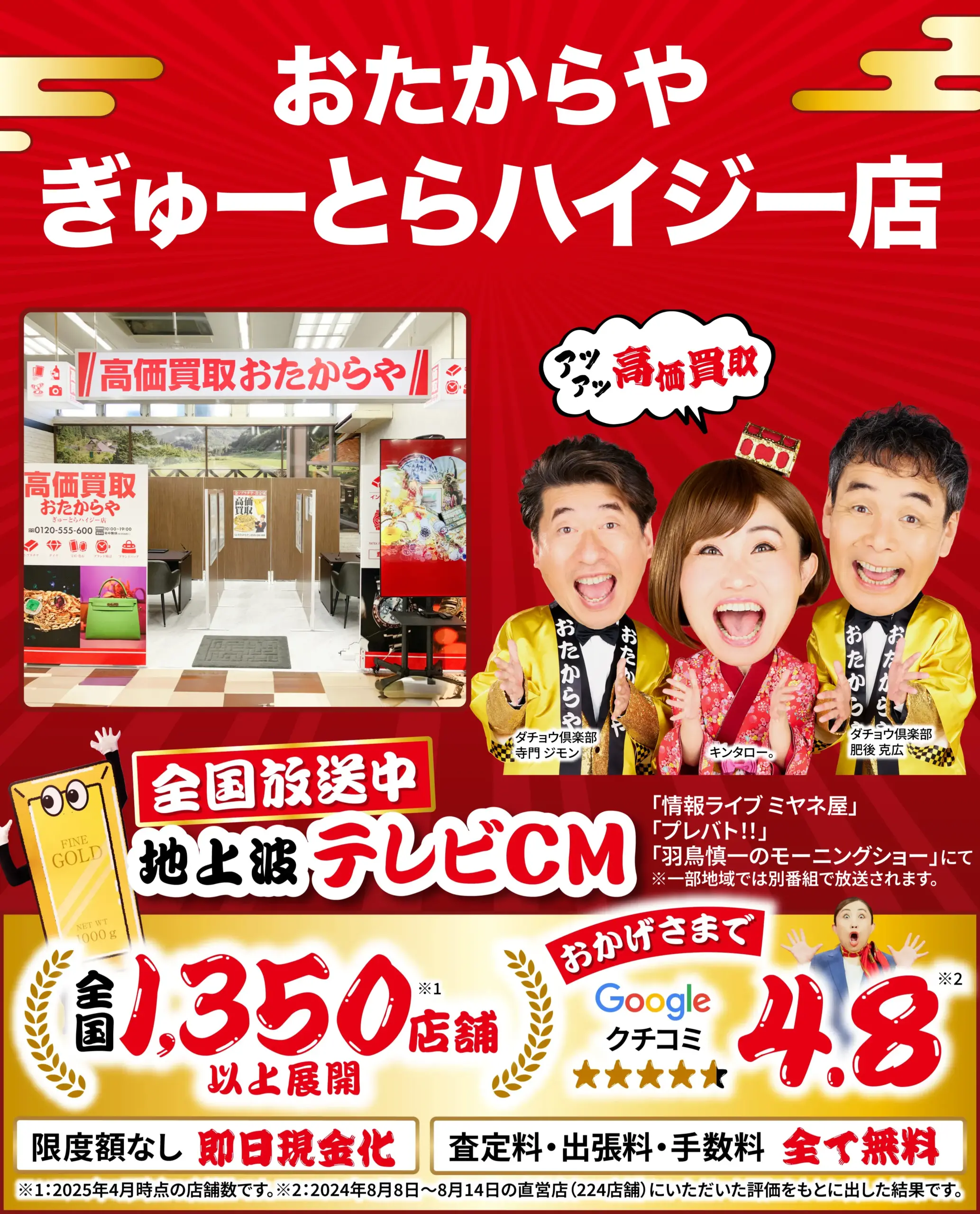 ダイヤモンド・宝石高価買取！googleクチコミ4.8、全国1,200店舗以上！