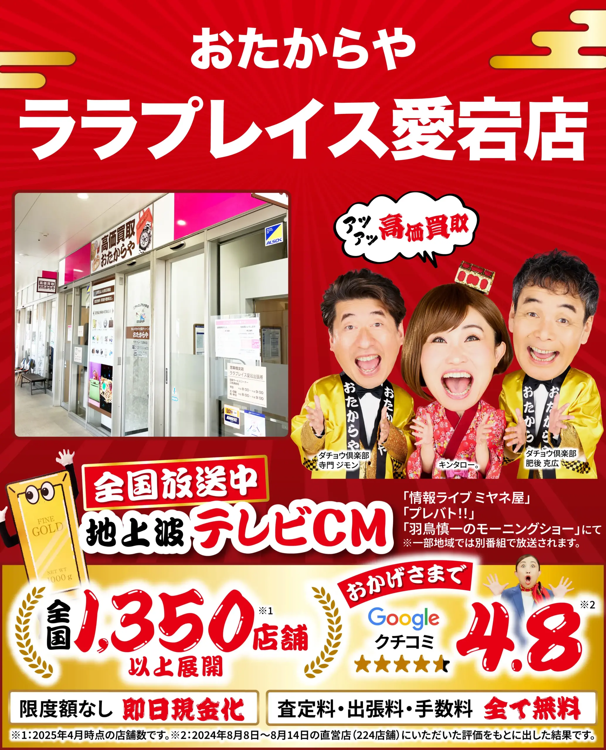 ダイヤモンド・宝石高価買取！googleクチコミ4.8、全国1,200店舗以上！