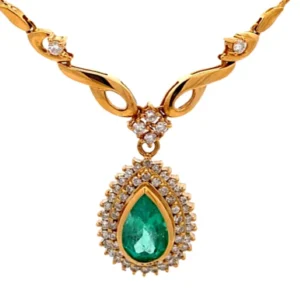 K18 エメラルド ダイヤ ネックレス/ペンダントトップ 3.53ct