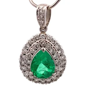 Pt･Pm900 エメラルド ダイヤ ネックレス/ペンダントトップ 1.61ct