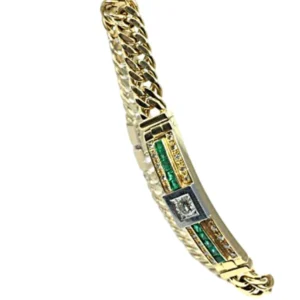 Pt900・K18 ダイヤ エメラルド ブレスレット/バングル 0.73ct