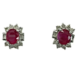 K18WG ルビー ダイヤ ピアス 1.27・1.02ct