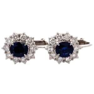 Pt900・K14WG サファイア ダイヤ イヤリング 1.51ct