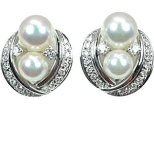 K18 真珠・パール ダイヤ ピアス 11.5g