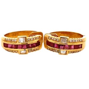 K18 ルビー ダイヤ ピアス 2.46ct
