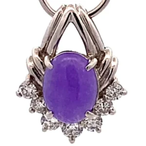 Pt/Pm900 ラベンダー 翡翠（ヒスイ） ダイヤ ネックレス/ペンダントトップ 1.64ct 4.9g