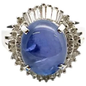 Pt･Pm900 スターサファイア ダイヤ リング 3.95ct