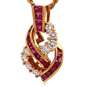 K18 ルビー ダイヤ ネックレス/ペンダントトップ 0.96ct
