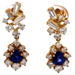 K18 サファイア ダイヤ ピアス 1.1・1.1ct