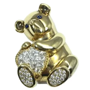18K・Pt950 サファイア ダイヤ ブローチ 0.092ct