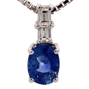 Pt850 サファイア ダイヤ ネックレス/ネックレストップ 1.78ct