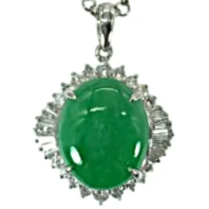 Pt850/Pt900 翡翠（ヒスイ） ダイヤ ネックレス/ペンダントトップ 7.516ct 12.9g