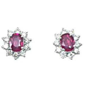Pt900 K14WG ルビー ダイヤ ピアス 0.88・0.857ct