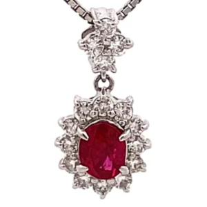 Pt850・Pt900 ルビー ダイヤ ネックレス/ペンダントトップ 0.93ct