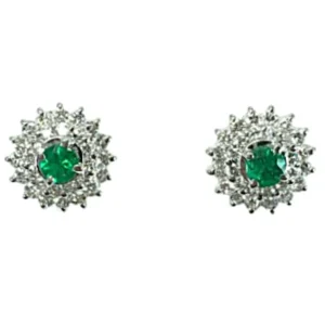 PT900 エメラルド ダイヤ ピアス 0.39 ・0.4ct