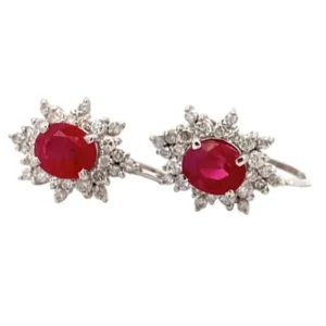 Pt･Pm900 ルビー ダイヤ イヤリング 1.05・1.09ct