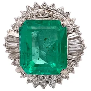 Pt･Pm900 エメラルド ダイヤ リング 6.09ct
