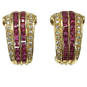 K18 ルビー ダイヤ ピアス 2.98ct
