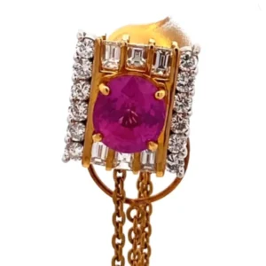 Pt900 K18 ピンクサファイア ダイヤ 3.03ct