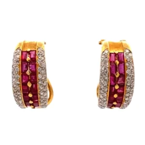 K18 ルビー ダイヤ イヤリング 3.89ct