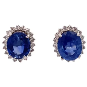 K18 サファイア ダイヤ ピアス 3.13・3.65ct