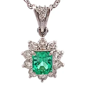 Pt850・Pt900 エメラルド ダイヤ ネックレス/ペンダントトップ 1.1ct