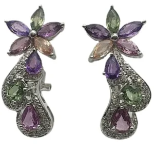 サファイア ダイヤ ピアス 9.2ct