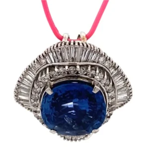 Pt･Pm900 スリランカ産 ブルーサファイア ダイヤ 14.79ct