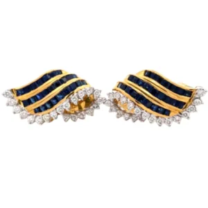 K18 サファイア ダイヤ ピアス 3.2ct