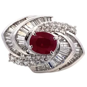 K14WG ルビー ダイヤ イヤリング 1.58ct