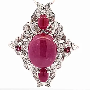 Pt･Pm900 ビルマ産パープリッシュレッドスタールビー ダイヤ ブローチ 23.32ct