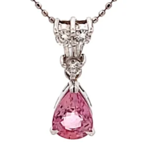Pt850/Pt900 ピンクサファイア ダイヤ ネックレス/ネックレストップ 1.268ct