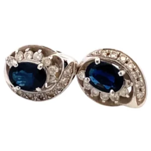 Pt･Pm850 サファイア ダイヤ イヤリング 0.97・0.81ct