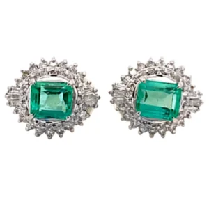 Pt/Pm900 エメラルド ダイヤ イヤリング 1.05・1.11ct