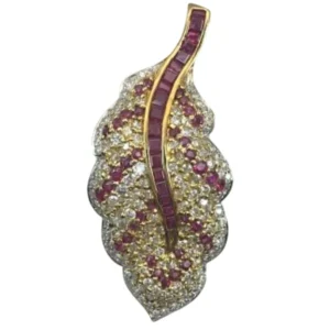 K18 ルビー ダイヤ ブローチ 3.63ct