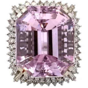 Pt/Pm900 クンツァイト（リチア輝石）ダイヤ リング 41.98ct 27.8 g