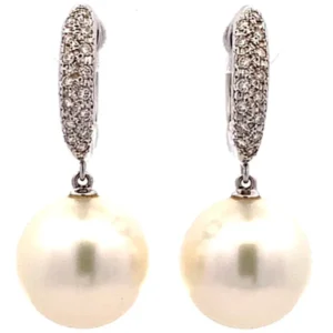 K18 真珠・パール ダイヤ ピアス 13.5g