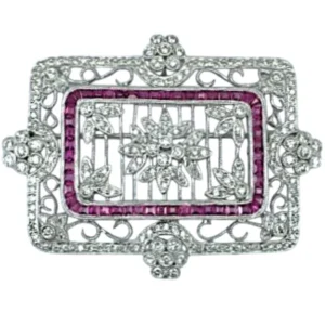 K18 ルビー ダイヤ ブローチ 1.55ct