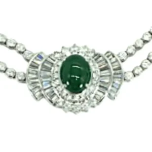 Pt850/Pt900 翡翠（ヒスイ）ダイヤ ネックレス/ペンダントトップ 2.63ct 44.5g