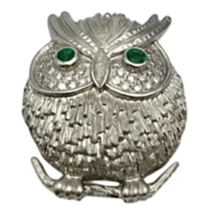 K18WG エメラルド ダイヤ ブローチ 0.26ct