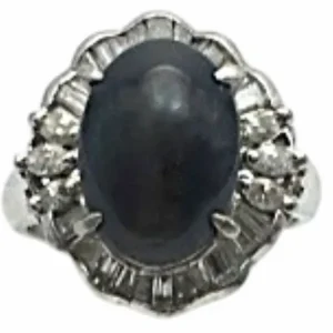 Pt900 シリマナイトキャッツアイ ダイヤ リング 8.5ct 11.2g