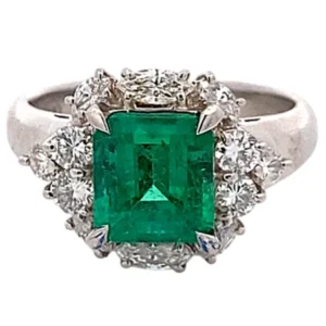 Pt･Pm900 エメラルド ダイヤ リング 1.95ct